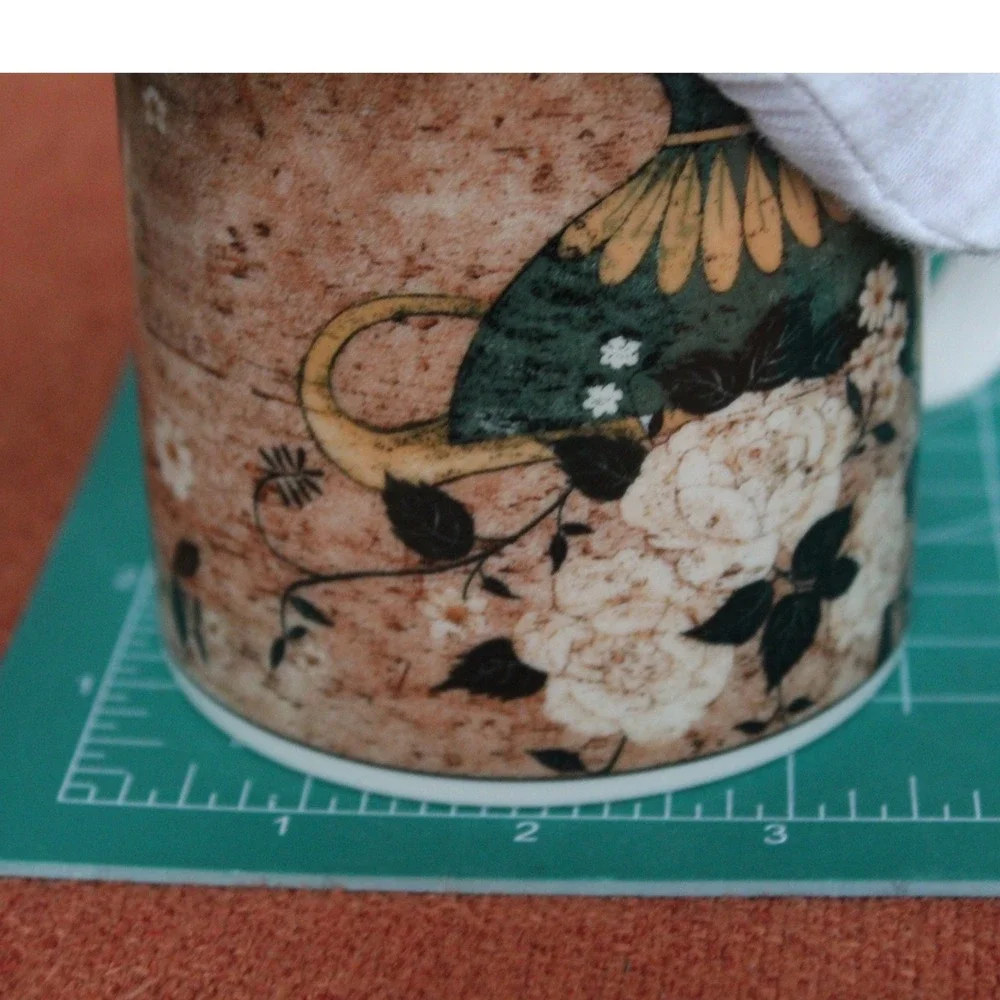 Sakura Warren Kimble White Roses Coffee Mugs Set of 2 Vintage 1997 Floral Brown - Picture 10 of 10